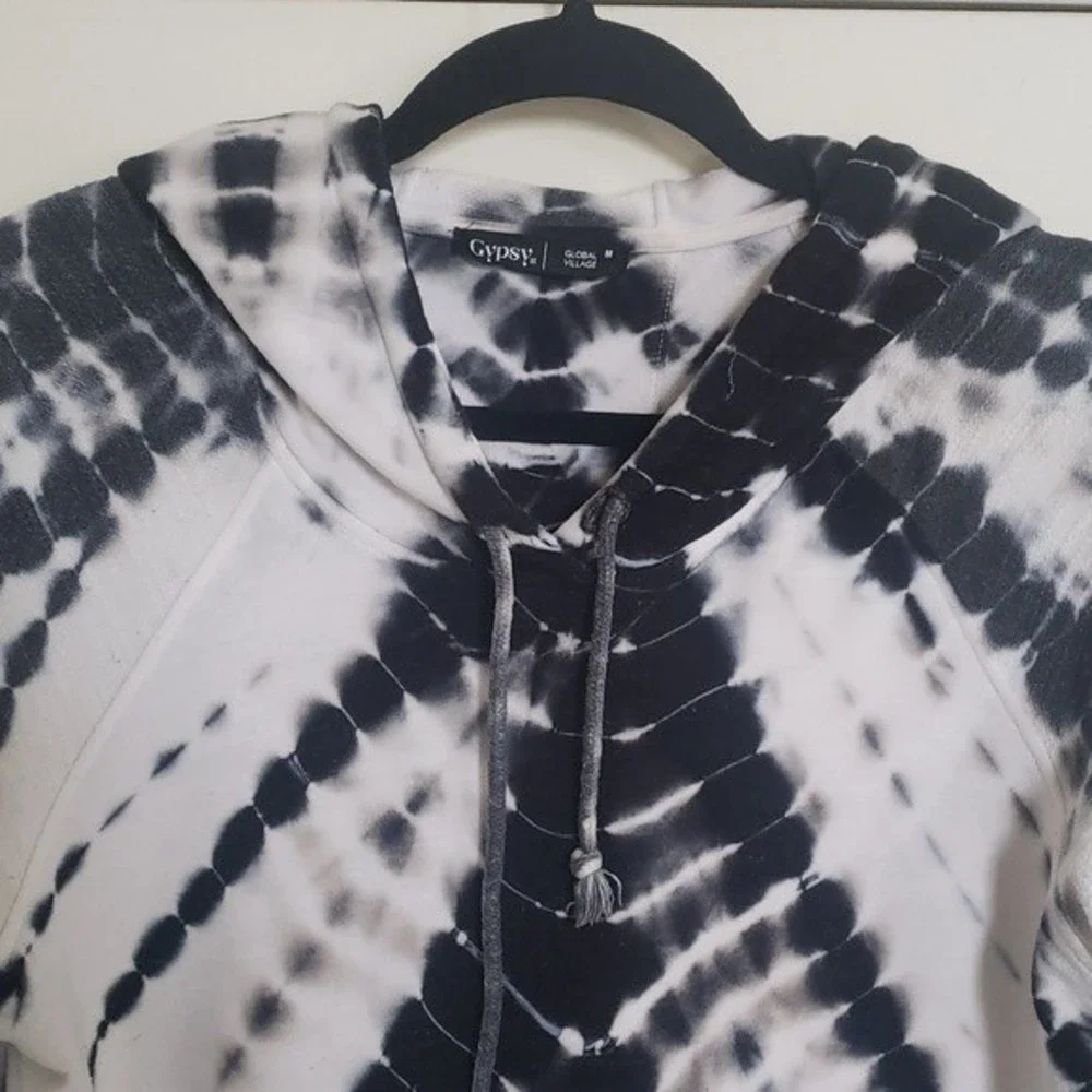 GYPSY 05 Hooded Pullover Sweatshirt Black White Tie Dye - Picture 4 of 9